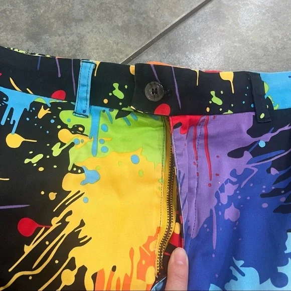 Loudmouth Paint Splatter Men’s Golf Pants Sz 35 Black Golfing Chino Retro Preppy - Picture 4 of 10